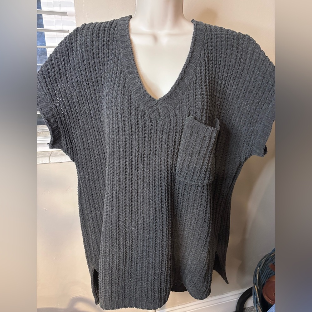 POL Charcoal Textured Knit Sweater
